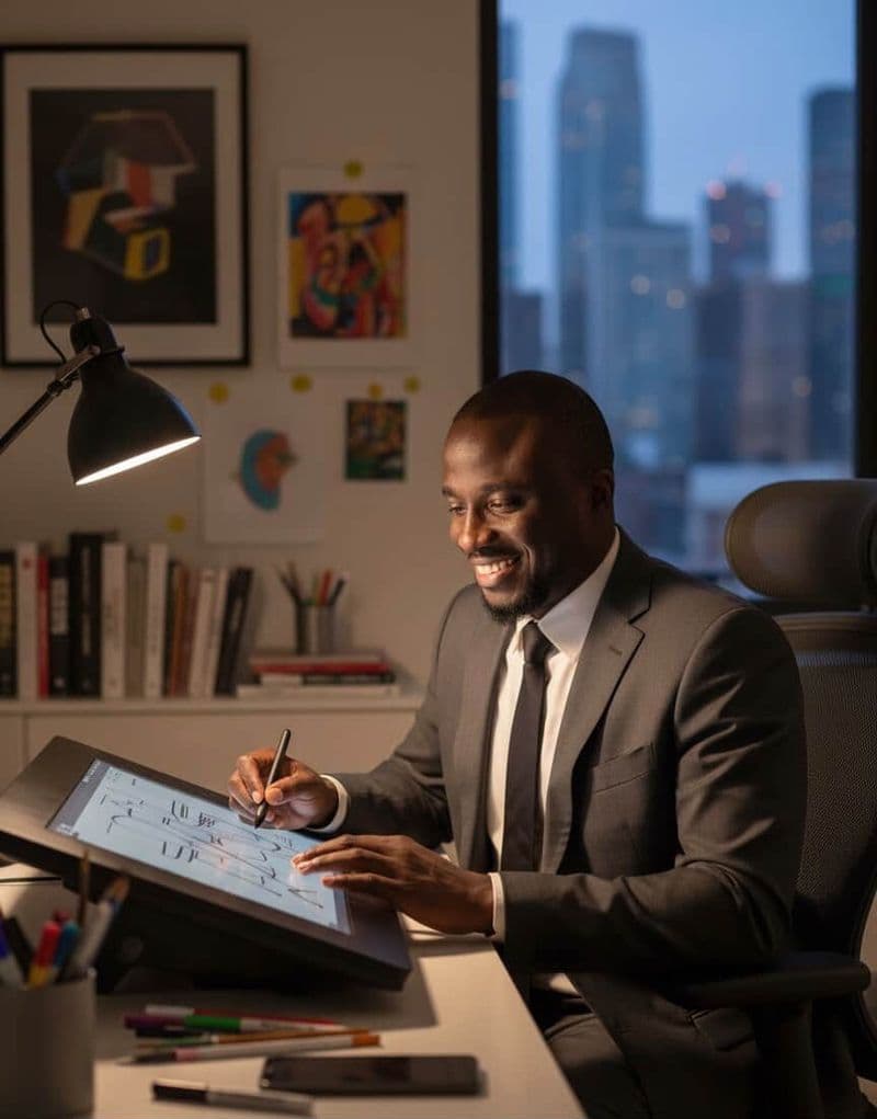 Illustration : un consultant annote une stratégie sur une tablette graphique